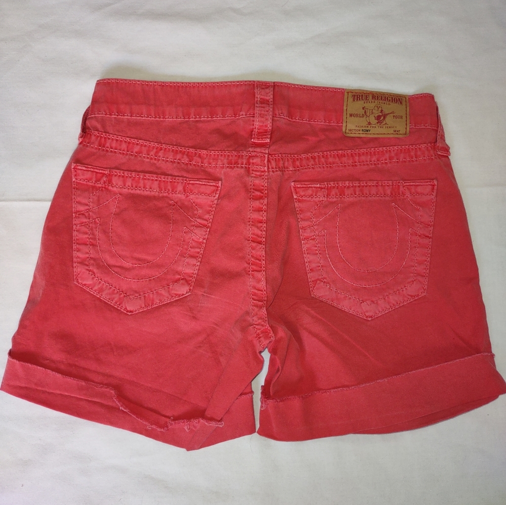 True Religion Red Denim Jean Shorts